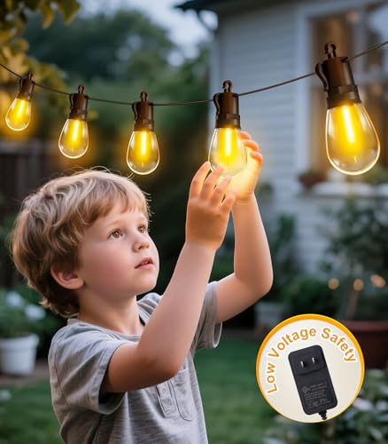 Outdoor String Lights Patio LED Light Outside - 60M IP65 Waterproof 58+2 S14 LED 200ft Porch Lighting - size: 200FT-Standard