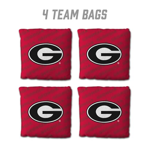 YouTheFan Officially-Licensed NCAA Set of 4 Cornhole Bags - All Weather Regulation 6” x 6” Size - 16oz Weight - Designed in USA - color: Georgia Bulldogs - Red
