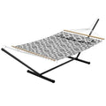 Double Hammock with Stand for 2 Person, Outdoor Freestanding Hammock Bed with 475lb Capacity - Heavy Duty Steel Frame, Quilted Pillow & Portable Carry Bag, Easy Assembly, Light Gray - color: Light Gray - Widened