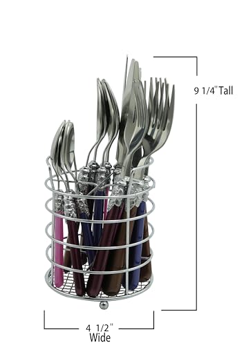 The Original Brink House Gala Mix & Match Stainless Steel Cutlery Set with High-Sheen Baroque Handles / 16 pieces with Metal Stand, Lifestyle utensils set for home, first apartment, dorm, dinner party - color: Gala Assortment, size: Service for 4 (16 pcs)