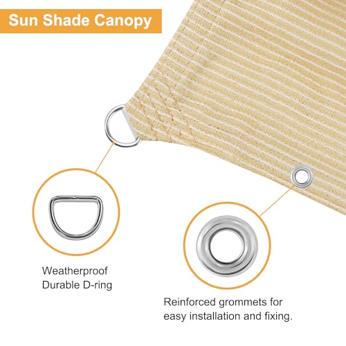 2' x 3' Beige Sun Shade Sail Straight Edge with Grommets UV Block & Water Permeable Canopy Cover for Patio, Garden, Backyard, Yard & Outdoor - color: Beige, size: 2' x 3'