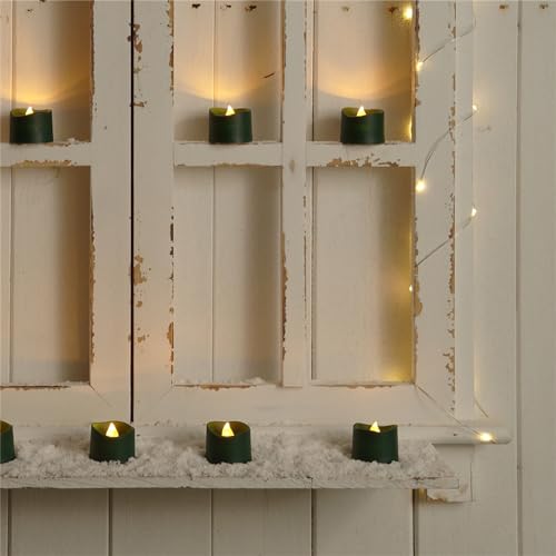 Homemory Green Tea Lights Candles Battery Operated, 200+Hour Flameless Flickering Fake Electric LED Colored Tealights for St. Patrick's Day, Christmas, Theme Party, Seasonal Celebrations, 12-Pack - color: Green, size: Pack of 24