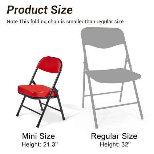 Mini Padded Folding Chairs, Garage Stool, Portable Camping Chair with Cushion, Lightweight Lawn Chair, for Outdoor Sports Events, Patio, Fishing, Hiking, Hunting, Picnic, Beach, Red - color: Red