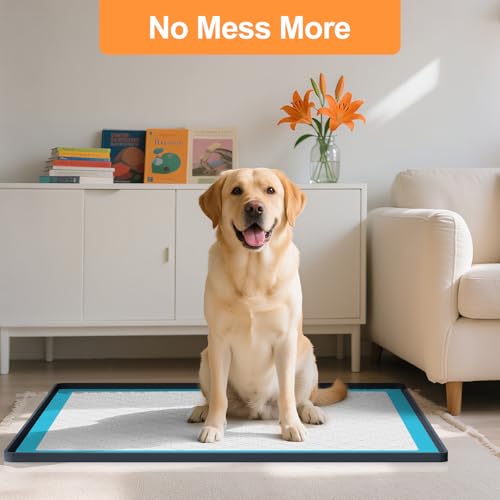 Pee Pad Tray Holder for Dogs,Non-Slip Silicone Dog Puppy Pad Holder,34 x 28 Inche Puppy Potty Training Pads,No Spill Raised Lip High Edge,Portable, Leak-Proof Mat Trays for Indoor Floor Protection - color: Dark Gray, size: 34"L x 28"W