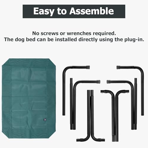Elevated Dog Bed for Outdoor, Large Raised Dogs Cot for Training, Cooling Pet Beds with Washable Mesh, Indestructible Lifted Platform for Outside Camping, 41 inch Green - color: Green, size: 41"L x 27"W x 8"Th