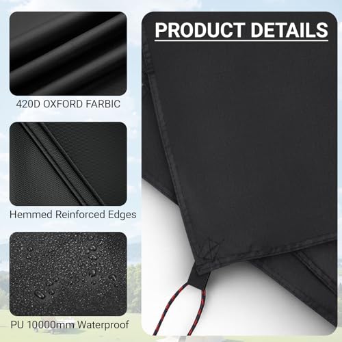2 Pack 8x12 ft Black Heavy-Duty Waterproof Tarps - Oxford Fabric Tarpaulin with Reinforced Webbing Loops for Firewood, Roof, Camping, Pool, Boat & Outdoor Covers - size: 8 x 12 ft