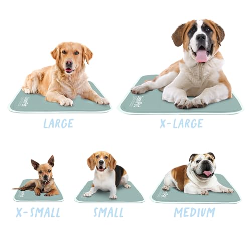 The Green Pet Shop Cool Pet Pad - Medium, Sage Grey - Self-Cooling, Pressure Activated Mat for Dogs & Cats from 21-45 lbs - Non-Toxic Gel, No Water Needed - color: Sage Grey, size: Medium