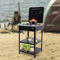 4 Burners Gas Stove with Wind Shield Portable NG/LPG Stove with 2 Storage Shelves for RV Apartment Outdoor Cooking - style: 4 Burner-Black
