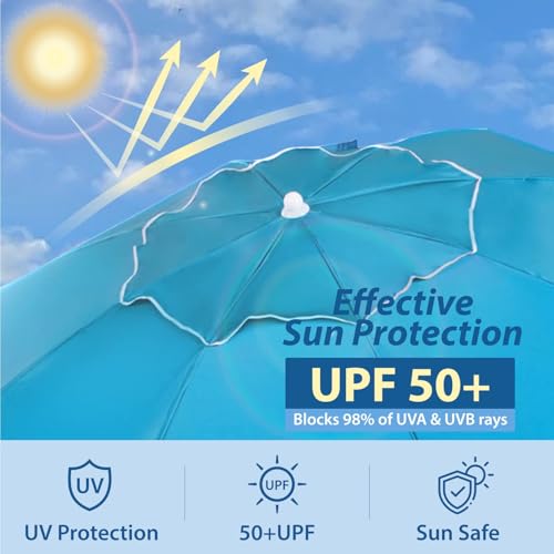 AMMSUN Shade Umbrella, Premium Portable Umbrella with Stand, 6.5ft Lightweight Free Standing Canopy for Sporting Games, Adjustable Instant Sun Protection and Easy to Carry, Light Blue - color: Light Blue