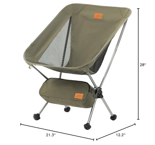 Naturehike YL08 Ultralight Camping Chair, 2.38 LBS Portable Backpacking Chair with Anti-Sinking Feet, Lightweight Compact Folding Hiking Camp Chair - color: Green