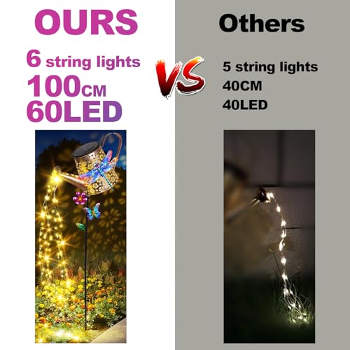 Solar Watering Can with Lights Outdoor Garden, 41in Large Dragonfly Garden Stake Lights, Waterproof Decoration for Yard Lawn Pathway, Gifts for Mom Grandma Women Birthday Gardening Gift - color: Dragonfly-Blue