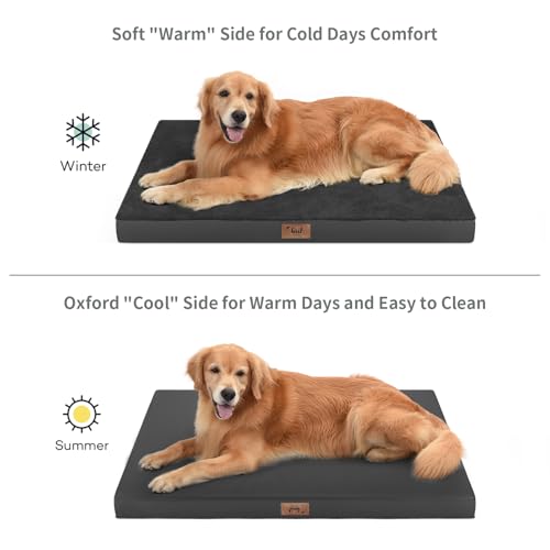Comfort Dog Bed for Small Dogs & Cats, Waterproof Dog Crate Mat Orthopedic Egg Crate Foam with Washable Removable Cover, Black - color: Pure Black, size: 23.0"L x 17.0"W x 2.5"Th
