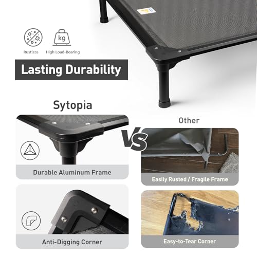 Sytopia 47'' Outdoor Elevated Dog Bed for Extra Large Dogs, Chew-Proof Pet Camping Raised Cot with Breathable Mesh - Durable Frame, Cooling Hammock Bed, Non-Slip Feet, Waterproof, Easy Clean - size: X-Large