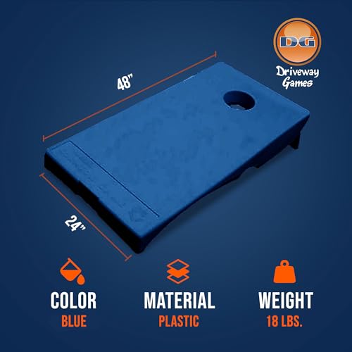 Driveway Games All Weather Corntoss Bean Bag Cornhole Yard Game Set for Indoor and Outdoor Use with 2 Target Boards and 8 Bean Bags - color: Blue