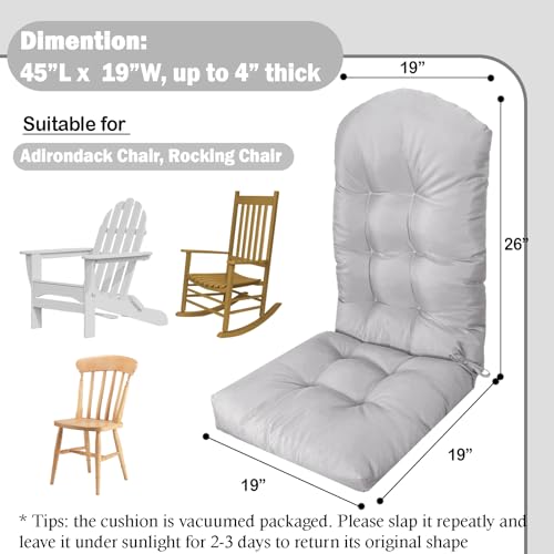 Adirondack Chair Cushion, Thick Indoor/Outdoor Rocking Chair Cushion with High Elasticity PP Cotton, Fade-Resistant, 44'x19'x4 - color: Grey