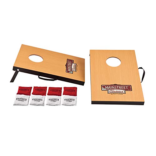 Mainstreet Classics Micro Bean Bag Toss: Travel Sized, (16" x 10.5" Boards) Mini Cornhole Game Set Wood/Multi