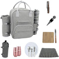 Truvelli Picnic Backpack for 2 with Blanket – 12-in-1 Insulated Picnic Basket Backpack Set with‬ Wine Holder, Cutlery & Cheese Board – Luxury Picnic Back Pack for Couples, Outdoor‬ Adventures, Gray - color: Gray