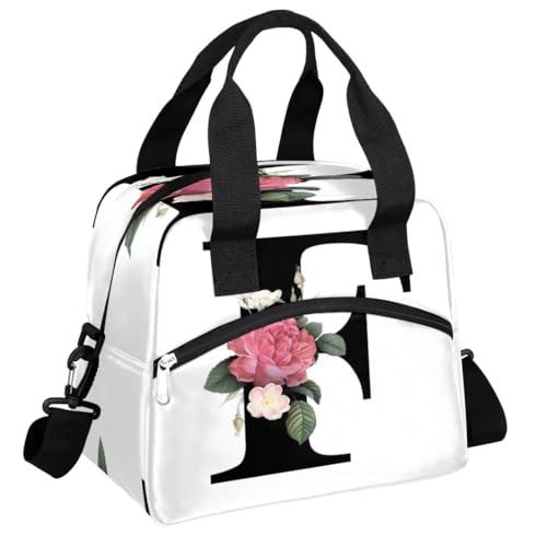 Letter F Insulated Lunch Bag for Women Men Reusable Waterproof Lunch Box Cooler Tote Bag One shoulder portable meal bag Portable Adult Lunchbox for Work Picnic Hiking Beach - color: Letter F