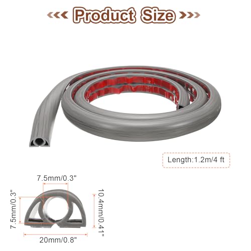 HARFINGTON 4ft Cord Cover Floor W0.3 x H0.3 Inner Channel PVC Hide Extension Cable Floor Wire Hider Wire Covers Protector for Prevent Cable Trips Cables Management, Wood Grey - color: Wood Grey, size: W0.3"xH0.3"x4ft