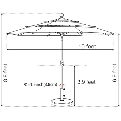 EliteShade USA 10-Year-Non-Fading 10ft 3-Tier Market Patio Umbrella, Commercial Grade Outdoor Table Umbrella with Crank Open, Windproof & UPF 50+ UV Protection, Heavy Duty Ventilation for Garden, Deck, Pool, Backyard, Beach & Bistro, Sunflower Yellow - co