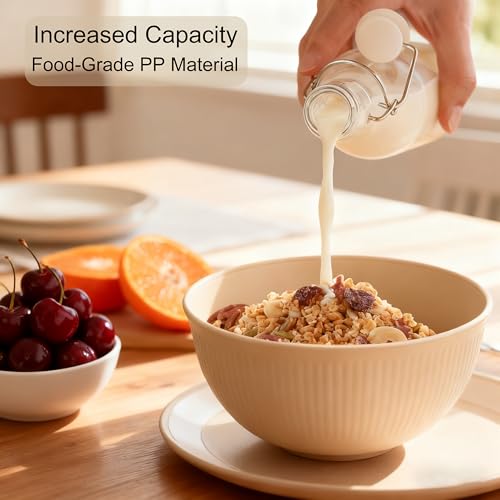 Wheat Straw Bowls Set, 26 oz Unbreakable Soup Bowls, Lightweight Anti-Scald Cereal Bowls, Microwave & Dishwasher Safe for Ramen, Salad, Oatmeal & Rice - color: Beige