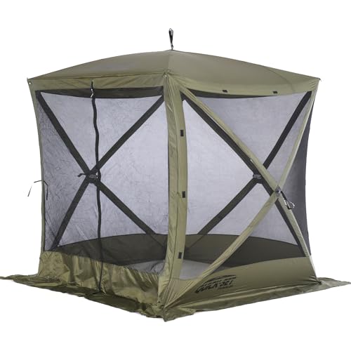 CLAM Quick-Set Pop Up Screen Tent, Traveler, 6 x 6 ft, Instant Setup Green Portable Outdoor Shelter, Compact Bug-Free Canopy Tent for Camping, Fishing, Backyard - Green - color: Green/Black