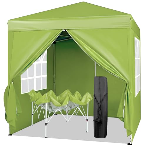 VINGLI 6.5x6.5 Pop Up Canopy Tent with Sidewalls, Outdoor Gazebo Canopy Tent, Patio Event Tents Outdoor Event Shelter for Parties (Lime Green) - color: Lime Green, size: 6.5x6.5