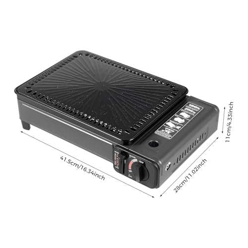 Portable Camping Griddle Butane Flat Top Grill Butane Stove Portable Butane Gas Grill Outdoor Cooking Camping Flat Top Grill for Kitchen, BBQ, 1 Burners