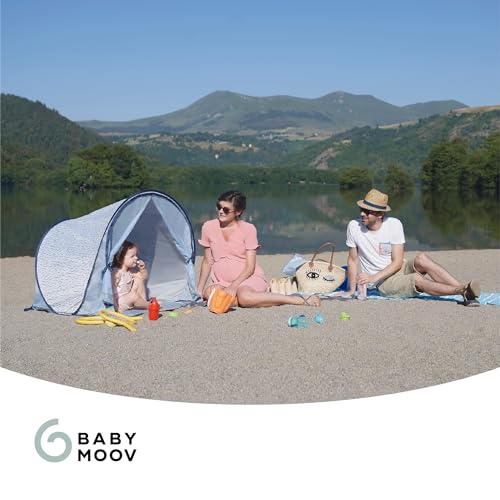 Babymoov Anti-UV Baby & Toddler Beach Tent UPF 50+ Sun Protection with Pop Up System for Easy Use & Transport, Blue Waves (Summer 2025 Edition) - style: Blue Wave Tent