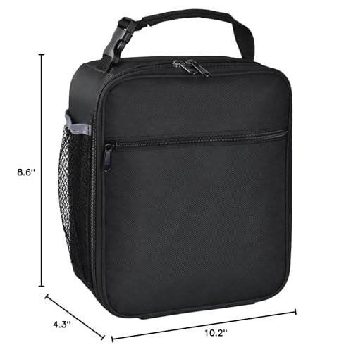 Insulated Lunch Bag, Leakproof Portable Lunch Box for Women Men Boys Girls, Large Capacity Cooler Bag with Handle and Bottle Pocket for Office School Camping Hiking Outdoor Beach Picnic (Black) - color: Black