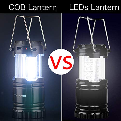 4 Pack Solar USB Rechargeable 3 AA Power Brightest COB LED Camping Lantern, Waterproof Collapsible Emergency LED Light