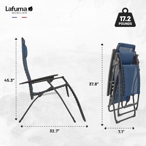 Lafuma Futura Zero Gravity Patio Recliner with Alloy Steel Material and Patented Clip Suspension System for Reclining Patio Chairs, Ocean Blue - color: Blue (Ocean), style: Futura Zero Gravity