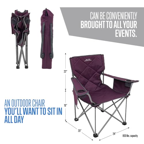 ALPS Mountaineering King Kong Camping Chairs for Adults with Mesh Cup Holders and Pockets, Built Durable and Reliable with Compact Foldable Steel Frame - color: Eggplant
