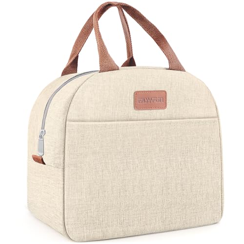 Lunch Bag for Women & Men Adult Insulated Lunch Box, Small Leakproof Cooler Food Lunch Containers Reusable High Capacity Lunch Tote Bags for Work, Travel, Outdoor (Beige) - color: Beige