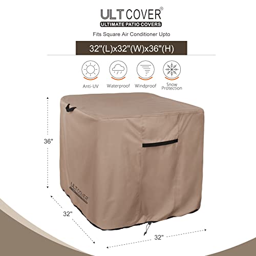 ULTCOVER Waterproof Square Air Conditioner Cover for Outside AC Units Size Upto 32W x 32D x 36H inch - color: Brown, size: 32x32x36 inch
