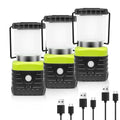 Jarxin 3PCS 6500K White Light LED Camping Lantern Rechargeable 1000LM, 4500mAh Power Bank, Flashlight for Hurricane Emergency, Hiking, IP44 Waterproof Lantern(Black) - style: Black/white light