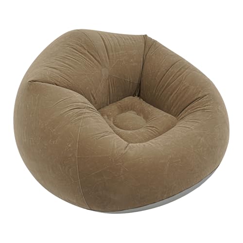 6 Pcs Inflatable Bean Bag 330 lbs Capacity Indoor Outdoor Portable Foldable Flocking Fabric Sofa Games Chairs w/Foot Air Pump for Living Room Bedroom (Coffee Color) - color: Coffee Color