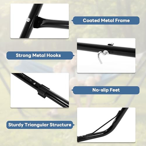 Sweetcrispy Universal Double Hammock Stand Only, Heavy Duty Hammock Stands for 2 Person, Steel Stand for Indoor and Outside Garden Backyard Patio Pool Beach - color: Black, size: 128IN
