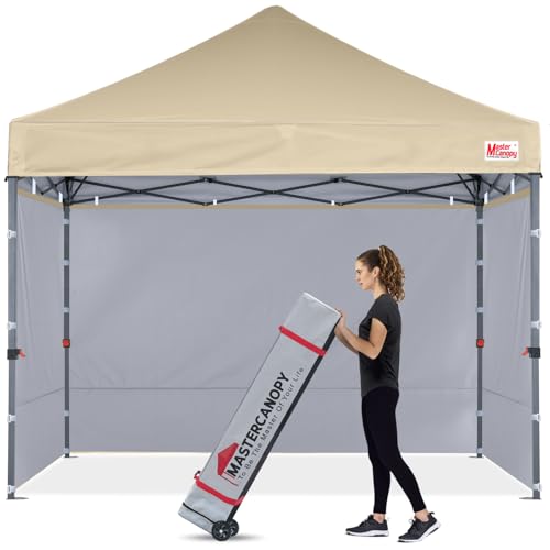MASTERCANOPY Heavy Duty Pop-up Canopy Tent with Sidewalls (8x8,Beige) - color: Beige, size: 8x8
