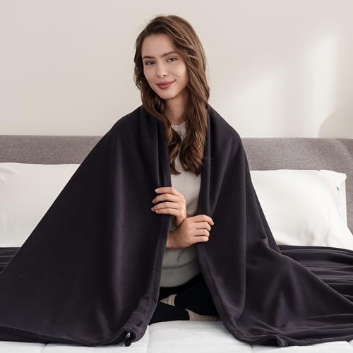 Berkshire Blanket Microfleece Throw Size Bed Throw Blanket Black, Lightweight Soft Breathable Plush Micro Fleece Throw Blanket for Travel, Bed and Couch, 50x60 Inches - color: Black, size: Throw/Throw XL