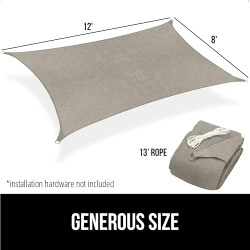 GORILLA GRIP Heavy Duty Sun Shade, UV Protection Fade Tear and Rust Resistant Rectangle Sunshade Canopy, Curved Edges Blocks Sunlight, Breathable Sail, Outdoor Patio, Lawn Garden, 8x12 FT Gray - color: Graphite, size: 8' X 12', style: Rectangle