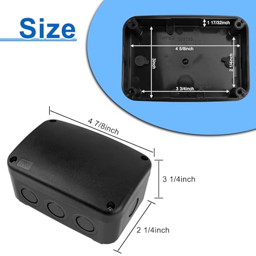 Outdoor Junction Box,Nineleaf IP66 Waterproof Electrical Project Boxes PVC/ABS Plastic Enclosure Box Universal Watertight 4.9 x 3.3 x 2.3 inch,Black - color: Black, size: 125x86x62mm