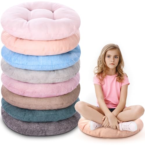Fumete 8 Pcs 16 Inch Round Floor Cushions for Kids and Toddlers, Flexible Seating Classroom Furniture Floor Pillow for Home, Daycare, Preschool, Yoga and Meditation (Neutral) - color: Neutral