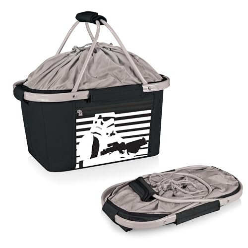 Picnic TIME Metro Shopping Basket Cooler, Insulated Collapsible Picnic and Market Basket with Aluminum Frame and Drawstring Top for Travel and Groceries - color: Star Wars Stormtrooper - Black
