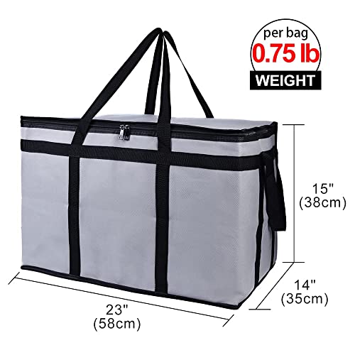 Bodaon Cooler Insulated Food Delivery Bag with Hard Bottom for Rideshare Bag, XXX-Large Thermal Bags for Catering/Hot Pizza, Travel/Camping/Picnic Basket，Grocery Reusable Warmer and Frozen, Gray - color: Grey+Hard Bottom