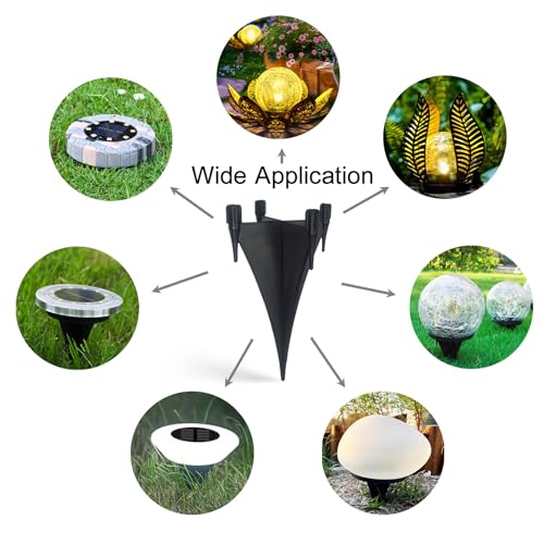 10 Pack Solar Light Replacement Stakes - Reinforced Plastic Ground Spikes for Solar Pathway Disk Lights, Garden Glass Ball Outdoor Lights - Secure Anchor Post for Landscape Lighting Accessories