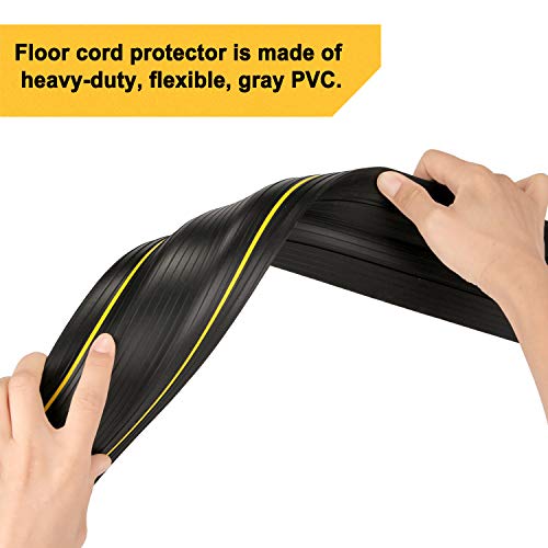 AGPTEK Heavy Duty Floor Cable Cover Cable Protector, 6.5 Ft Floor Cord Protector 3 Channels Floor Cord Cover (Mid Channel 0.93") Contains Cords, Cables and Wires, Good for Office, Home, or Outdoor - color: Black