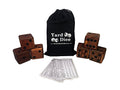 Yard Dice Giant Wooden Yard Game, 6 Solid 3.5" Wood Dice, Storage Bag, optional 5PK 5"x7" Yardzee and Yarkle Dry Erase Score cards, Great for Weddings, family reunions, Backyard BBQs and more