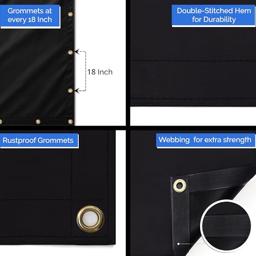 Covers & All Heavy Duty Waterproof Tarp – 18 Oz PVC Polyester Vinyl Tarp, Tear & UV Resistant with Reinforced Edges and Grommets for Industrial, Construction & Equipment Coverage(8 ft x 16 ft, Black) - color: Black, size: 8' x 16'
