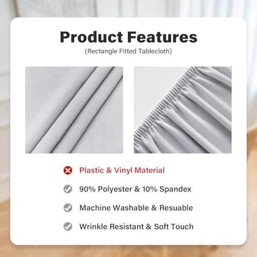 Fitted Rectangle Tablecloth 20 x 30 Inch Elastic Table Cloth for 2.5ft Table, Stretch Spandex Table Cover Silver Washable Polyester Table Top Cap Cover for Dining Picnic Camping Indoor and Outdoor - color: Silver, size: 30" x 20" (Rectangular)